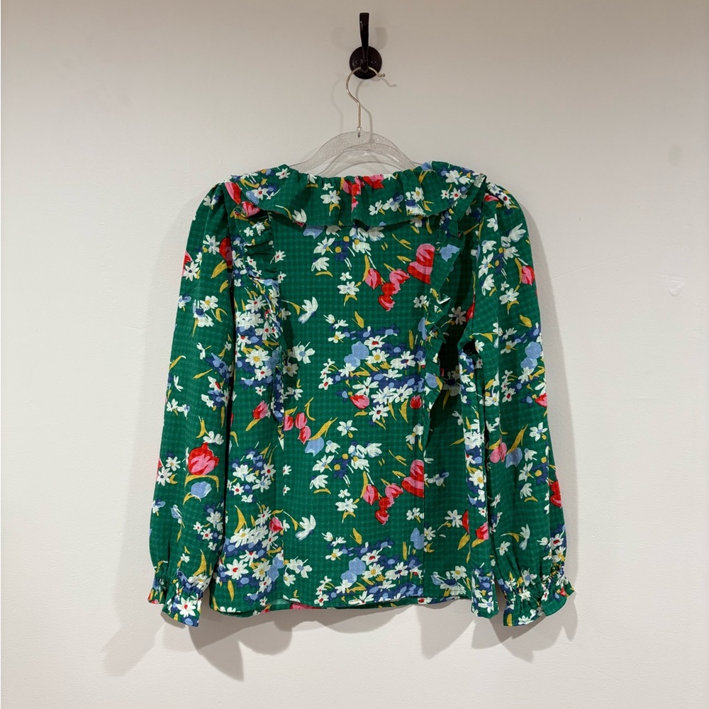 Loft Floral Green Ruffle Blouse - Picture 7 of 8
